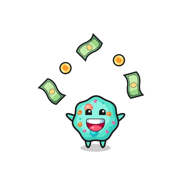 ilustração da ameba pegando dinheiro caindo do céu