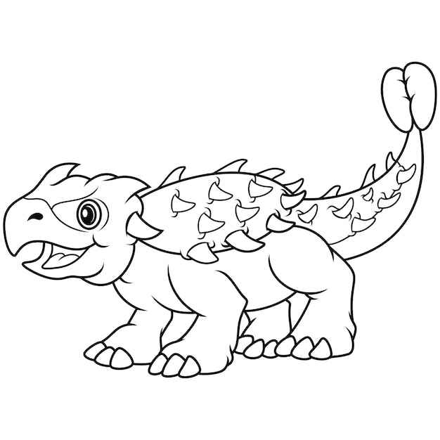 Ilustração da arte da linha ankylosaurus do dinossauro dos desenhos animados