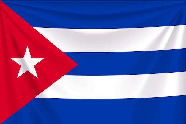 Vetor ilustração da bandeira realista de cuba com dobras