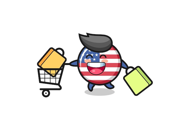 Ilustração da black friday com o mascote do emblema da bandeira dos estados unidos