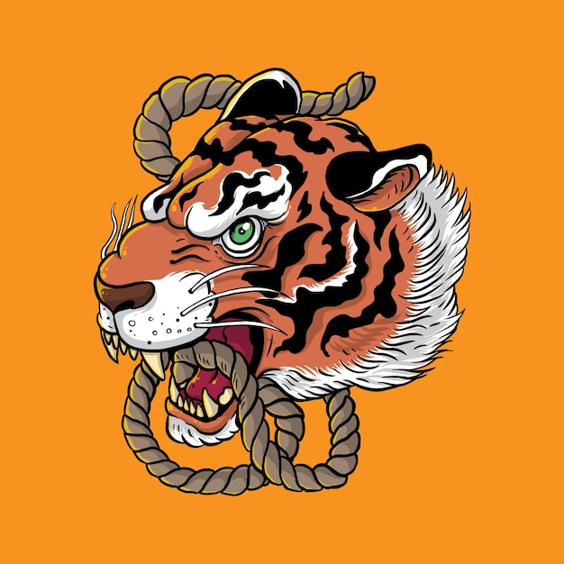 Ilustração da Cabeça de Tigre rugindo