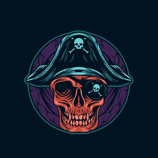 Ilustração da cabeça do crânio de pirata