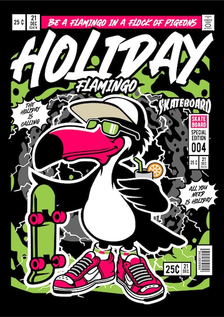 Ilustração da capa do Flamingo Holiday