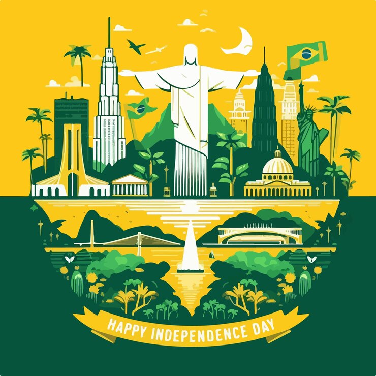 Ilustração da celebração do Dia da Independência do Brasil, 7 de setembro