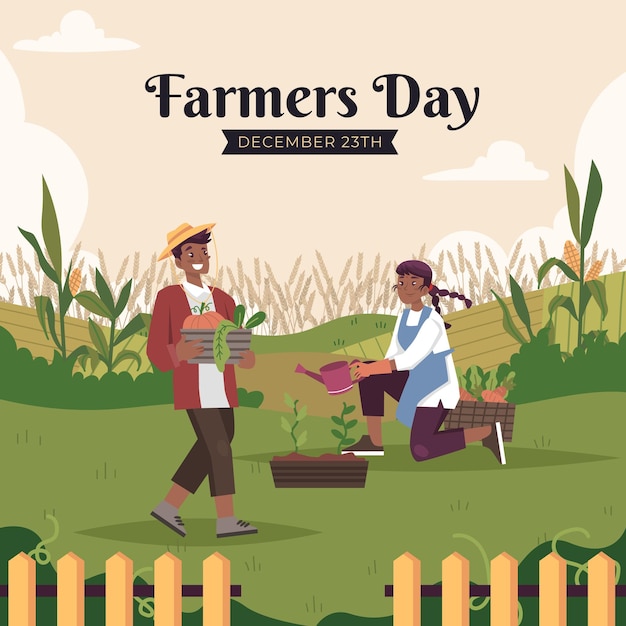 Ilustração da celebração do Dia dos Agricultores