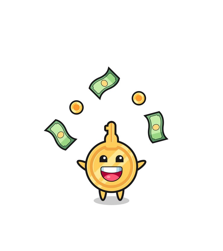 Vetor ilustração da chave pegando dinheiro caindo do céu