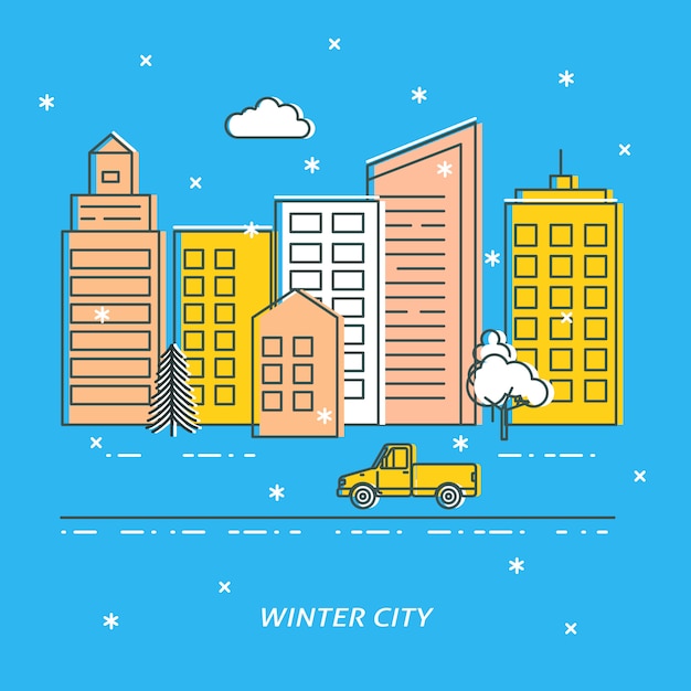 Ilustração da cidade de inverno