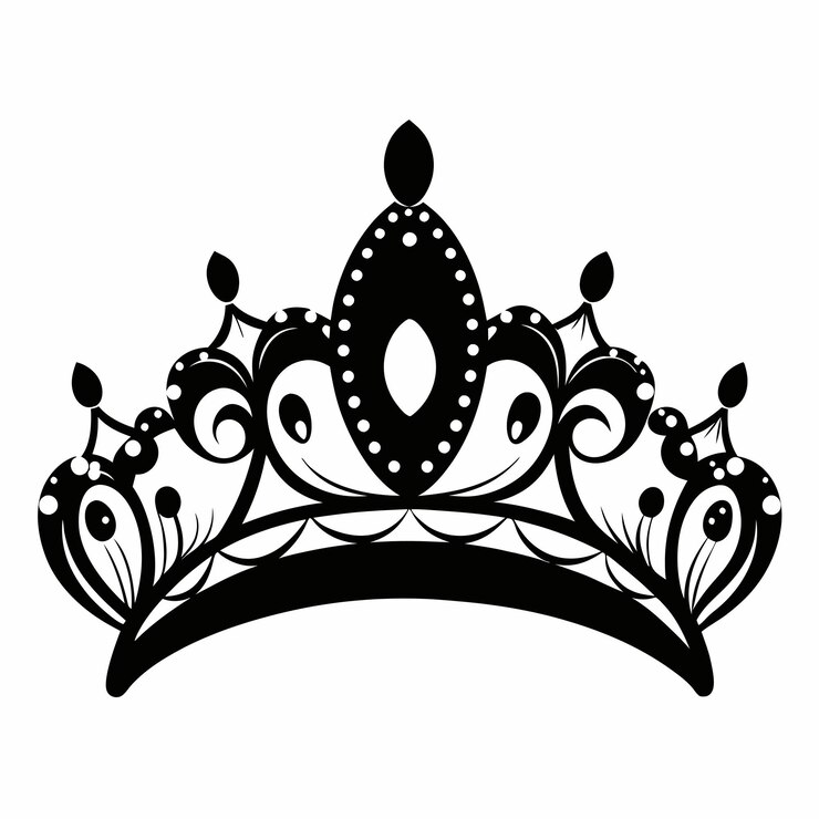 Vetor ilustração da coroa real em preto e branco