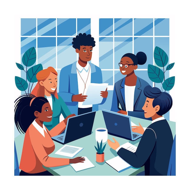 Ilustração da equipe de pessoas negras
