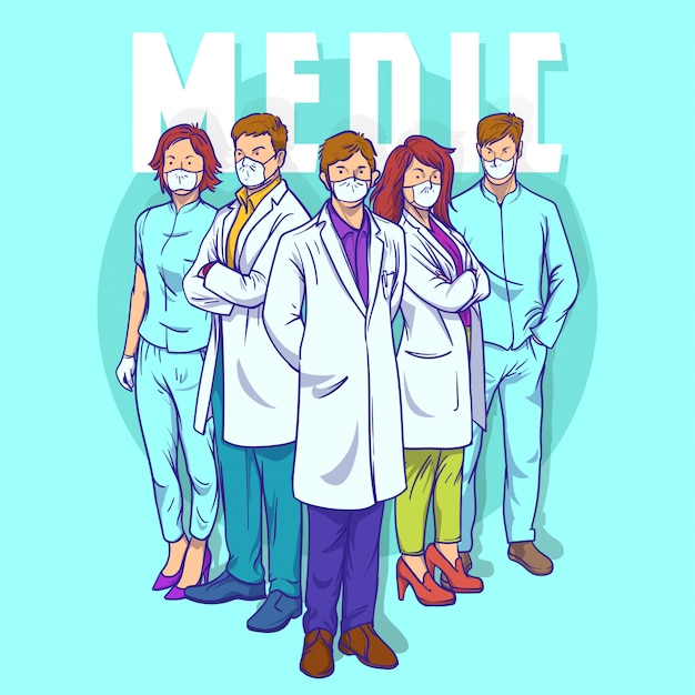 Vetor ilustração da equipe médica