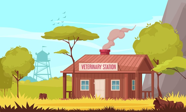 Ilustração da estação veterinária da floresta