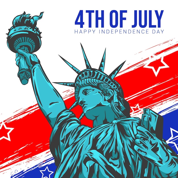 Ilustração da estátua da liberdade com o tema do 4º dia da independência americana