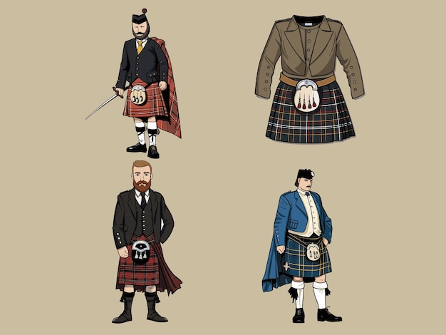 Vetor ilustração da herança orgulhosa e do estilo distintivo do kilt escocês