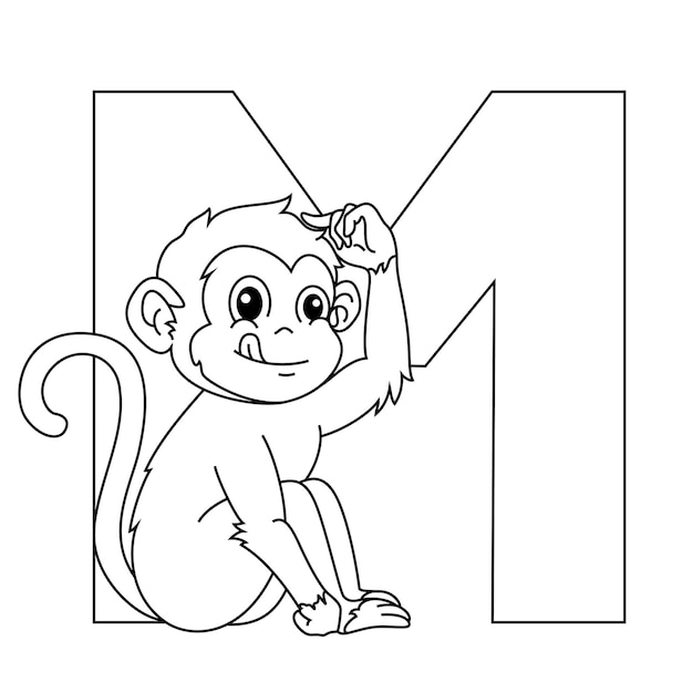 Ilustração da letra m para macaco