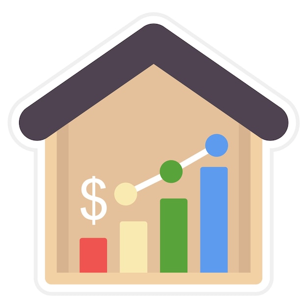 Vetor ilustração da linha de aumento de preços das casas