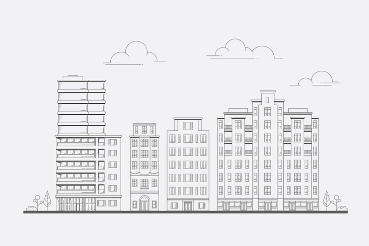 Vetor ilustração da linha de edifícios