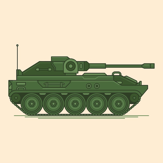 Ilustração da linha do vetor do tanque militar