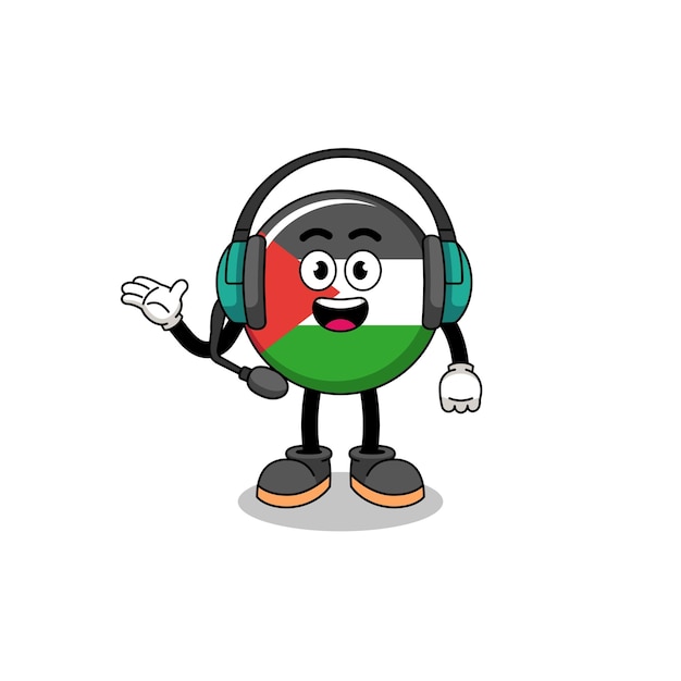 Ilustração da mascote da bandeira da Palestina como um serviço ao cliente