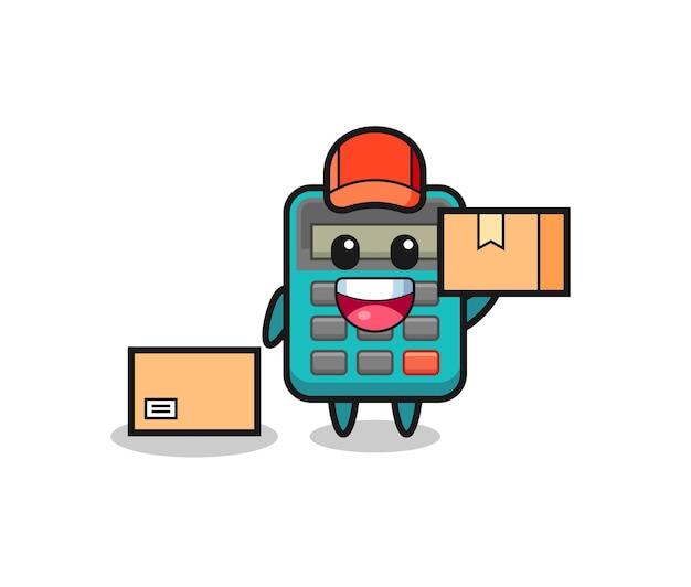 Ilustração da mascote da calculadora como mensageiro