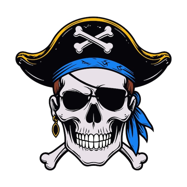 Ilustração da Mascote do Crânio Pirata