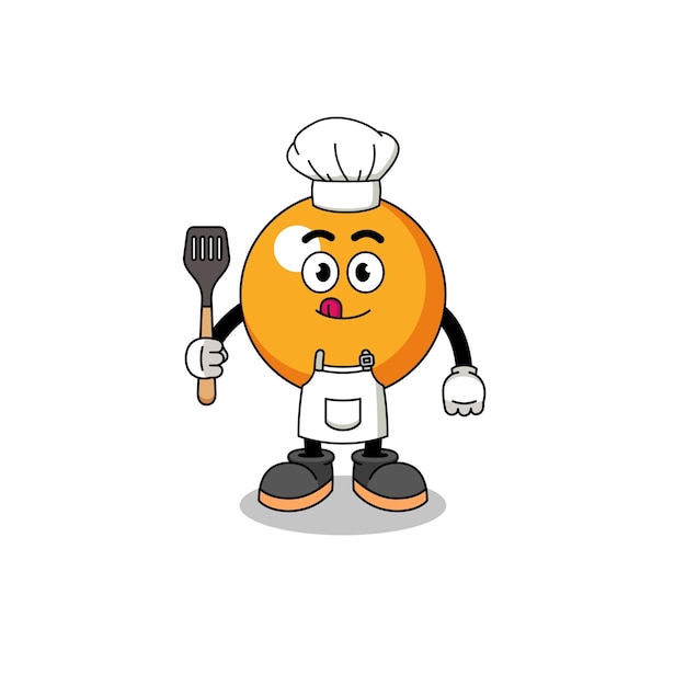 Ilustração da mascote do design de personagens do chef de bola de pingue-pongue