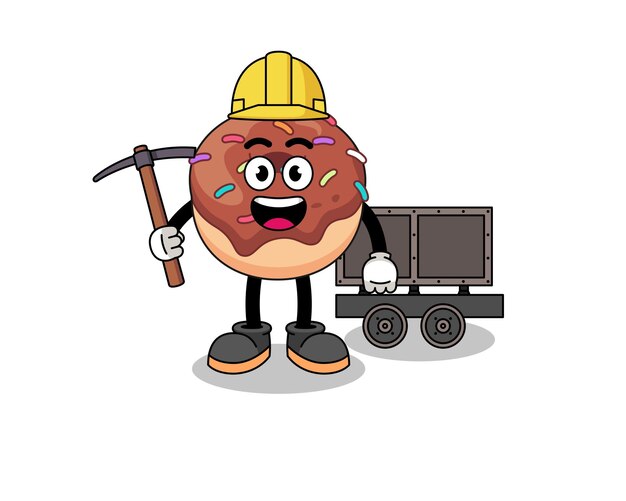 Vetor ilustração da mascote do mineiro de rosquinhas