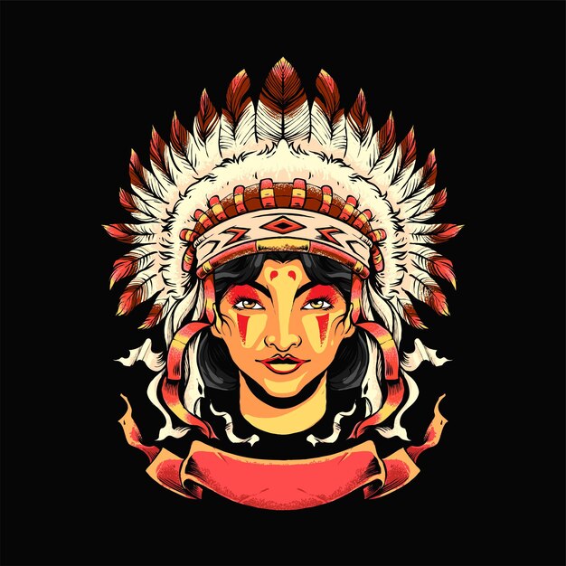 Ilustração da menina apache. adequado para camisetas, impressão e produtos de merchandising