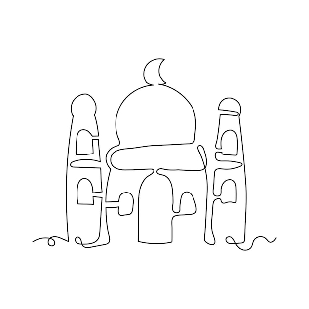 Ilustração da mesquita desenho de linha contínua