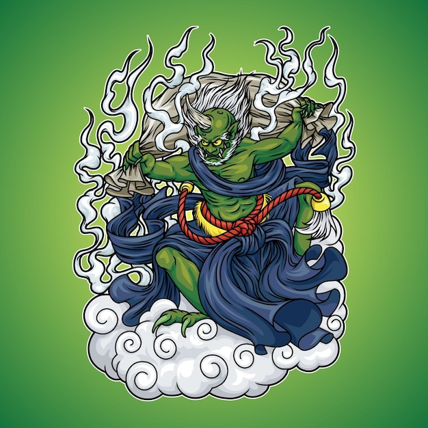 Ilustração da mitologia japonesa de fujin