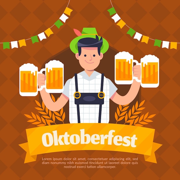 Ilustração da oktoberfest plana