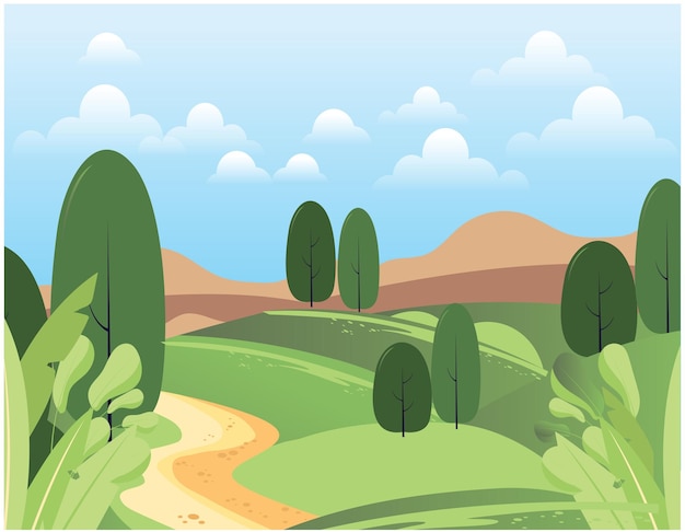 Ilustração da paisagem de Green Hills Rolling