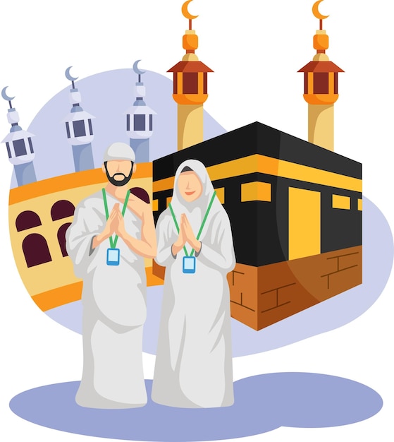 Vetor ilustração da peregrinação umrah e hajj