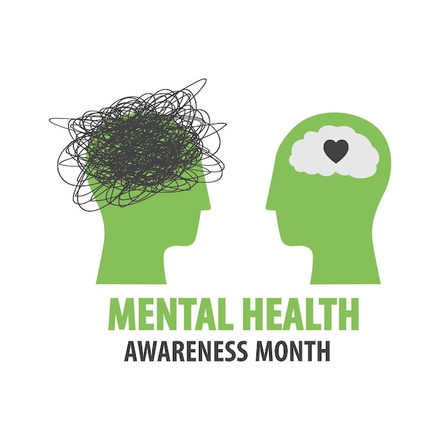 Ilustração da psicologia da psicoterapia do mês da conscientização da saúde mental