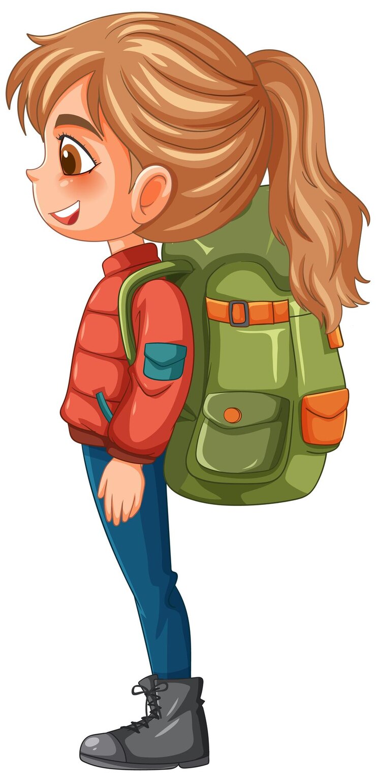 Vetor ilustração da rapariga aventureira com a mochila