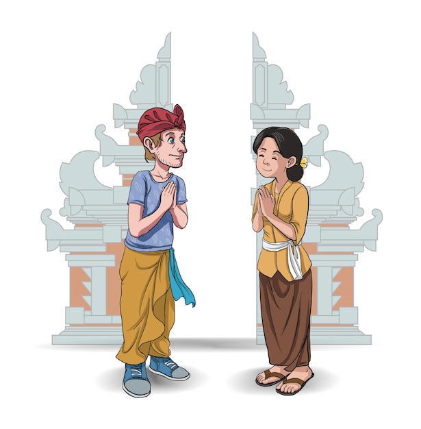 Vetor ilustração da saudação de namaste em bali