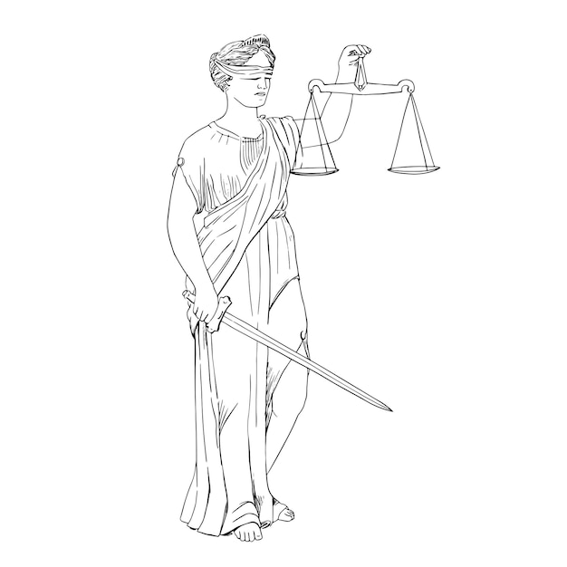 Ilustração da senhora da justiça femida themis