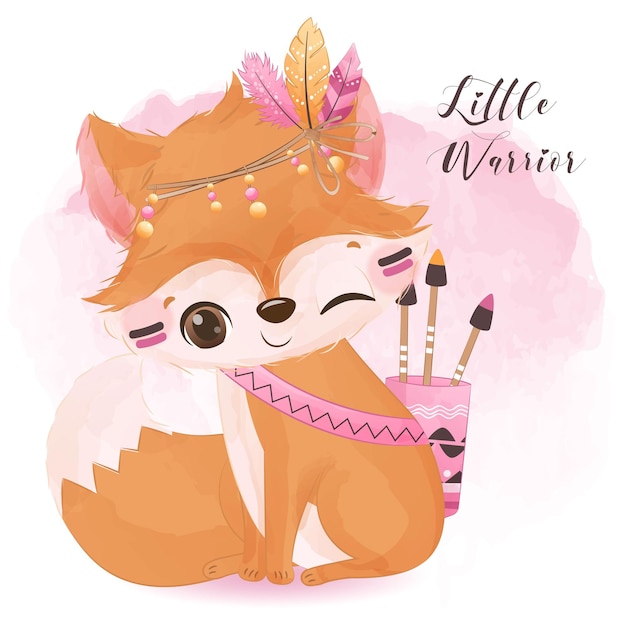 Ilustração da série tribal little fox