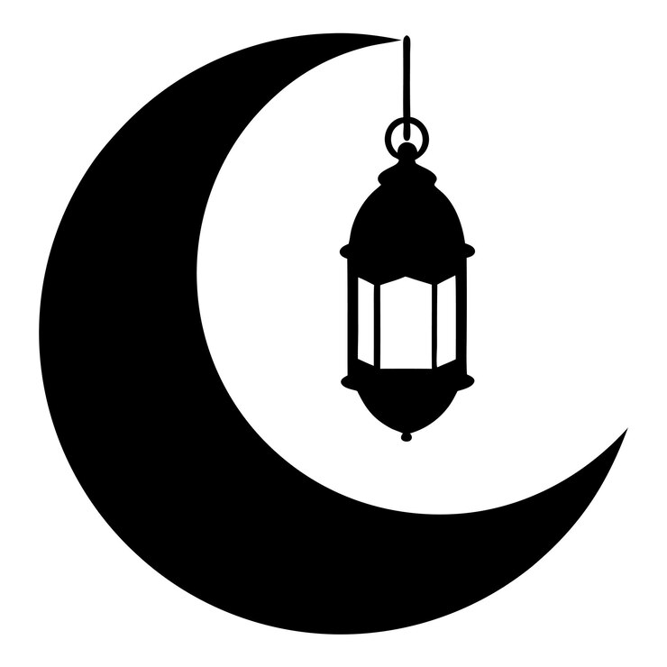 Vetor ilustração da silhueta da lua e da lanterna