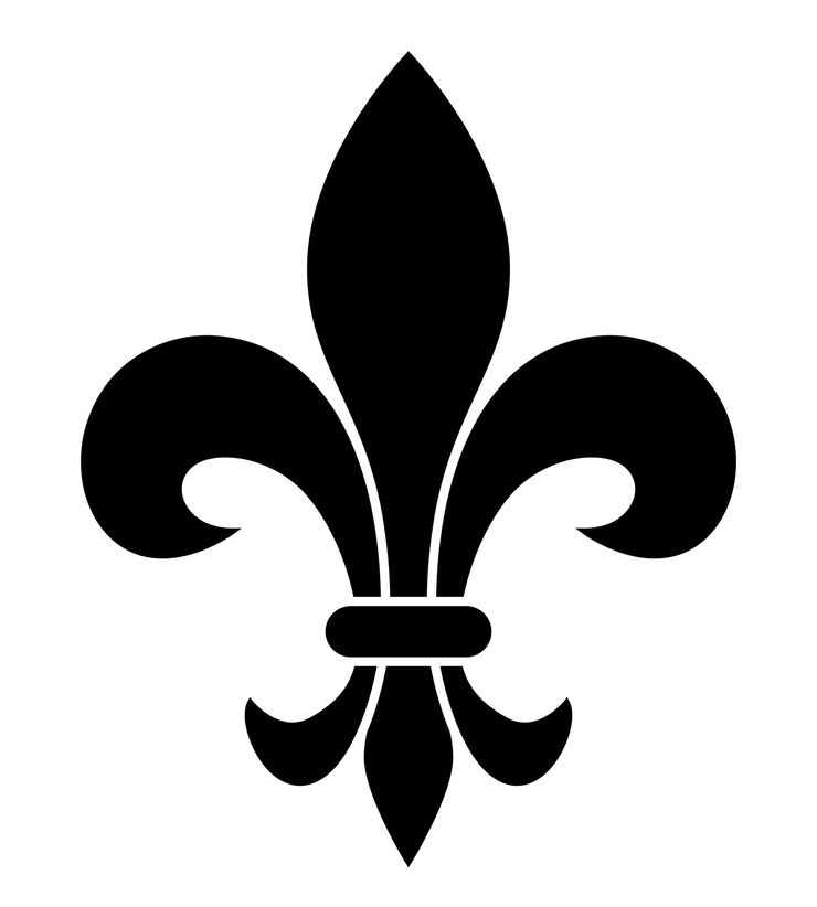 Vetor ilustração da silhueta de fleurdelis da flor de lírio símbolo heráldico de forma de carga fleur de lys