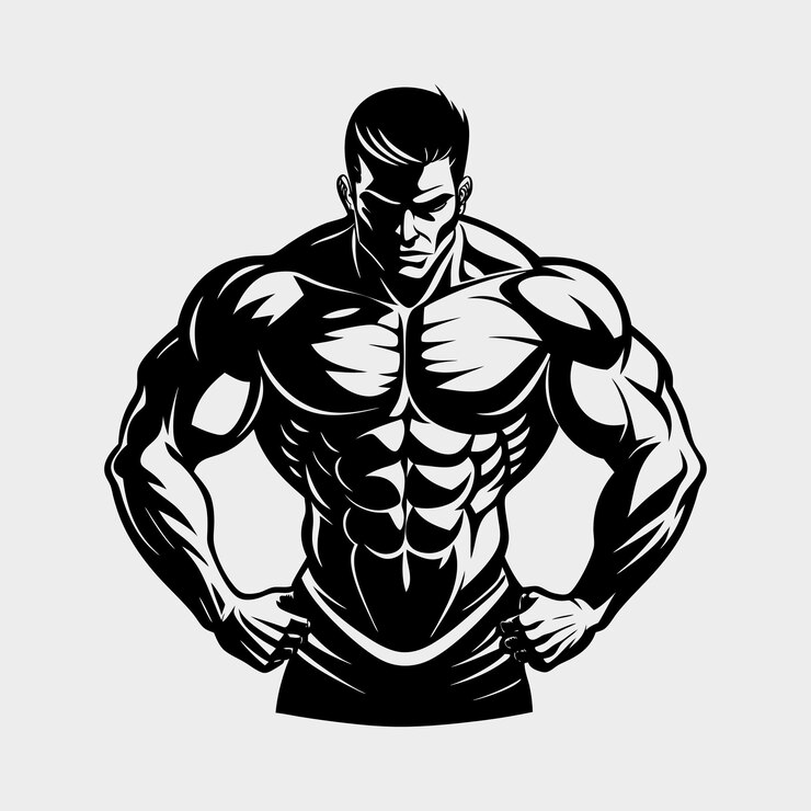 Vetor ilustração da silhueta do corpo muscular de potência definida