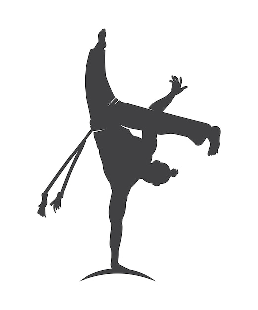 Ilustração da silhueta do dançarino capoeira. dançarina capoeira posar
