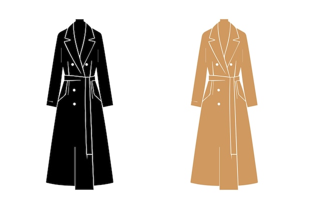Ilustração da silhueta do terno de blazer longo feminino