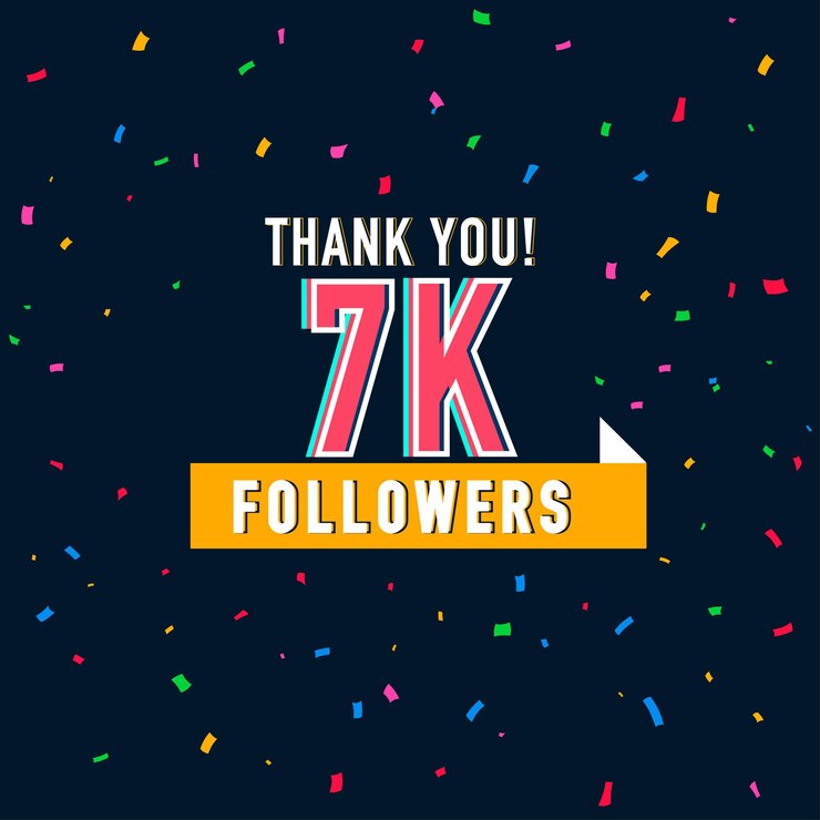 Vetor ilustração de 7k seguidores com agradecimento em uma fita. ilustração vetorial na pós-arte de estilo simples.