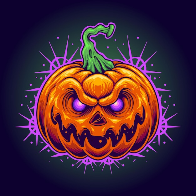 Ilustração de abóbora assustadora jack o lantern