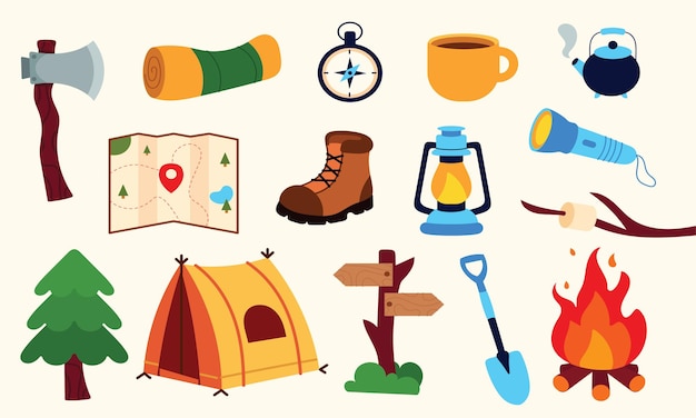 Ilustração de acampamento