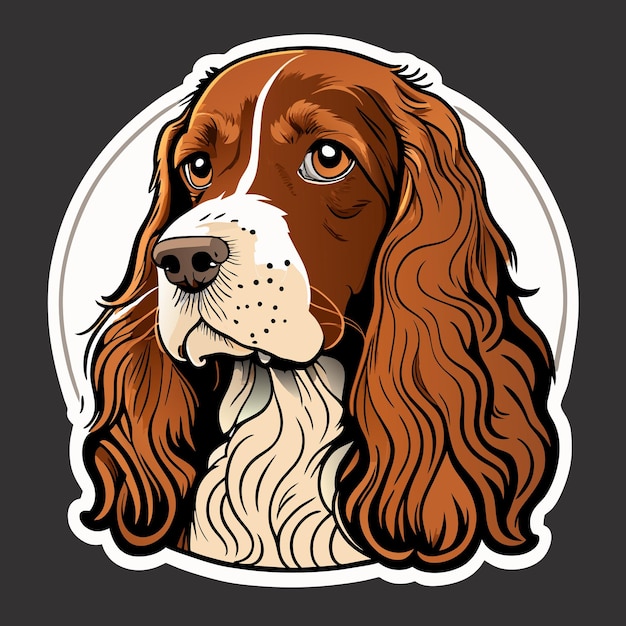 Ilustração de adesivo de cachorro cocker spaniel americano