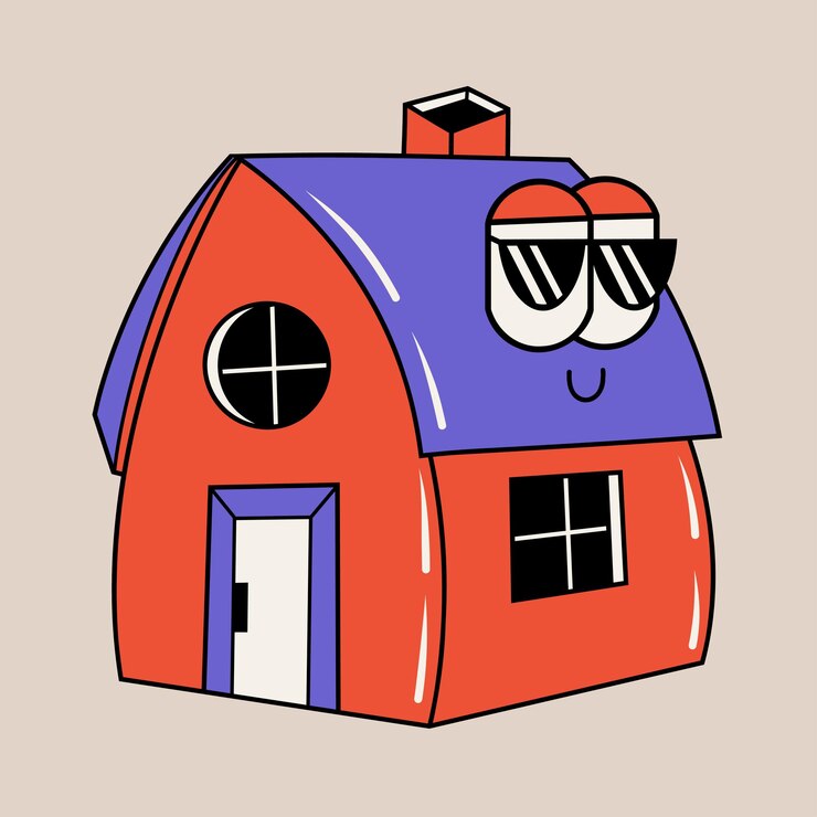 Vetor ilustração de adesivo de casa de personagens bonitos do doodle
