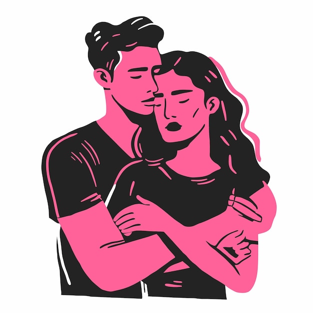 Vetor ilustração de adesivo de um casal beijando dia dos namorados design gráfico