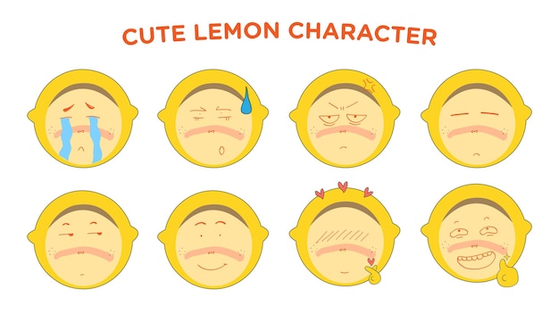 Vetor ilustração de adesivos de personagem de limão fofo