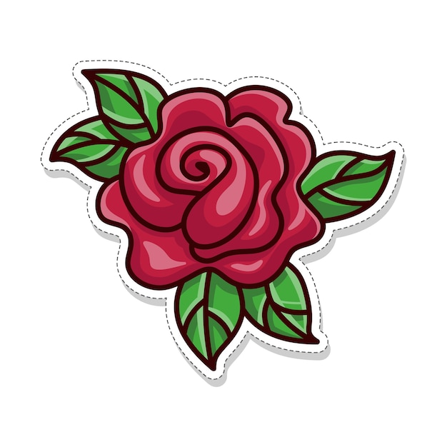 Ilustração de adesivos vetoriais gratuitos de rosas em flor